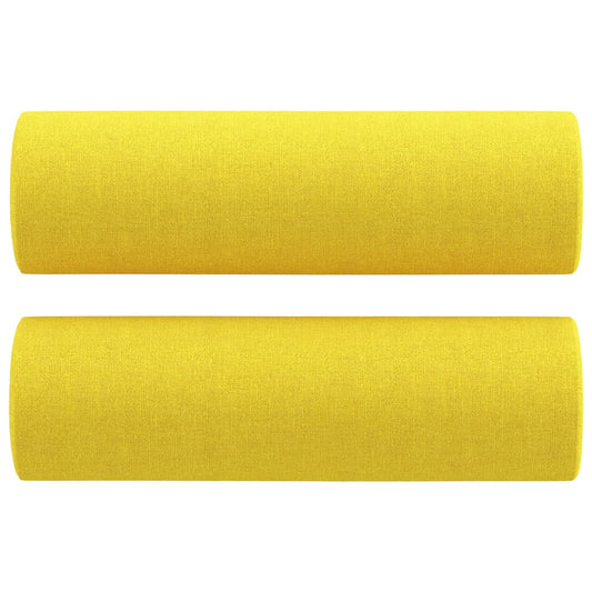 Cuscini Decorativi 2 pz Giallo Chiaro Ø15x50 cm in Tessuto