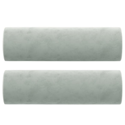 Cuscini Decorativi 2 pz Grigio Chiaro Ø15x50 cm in Velluto
