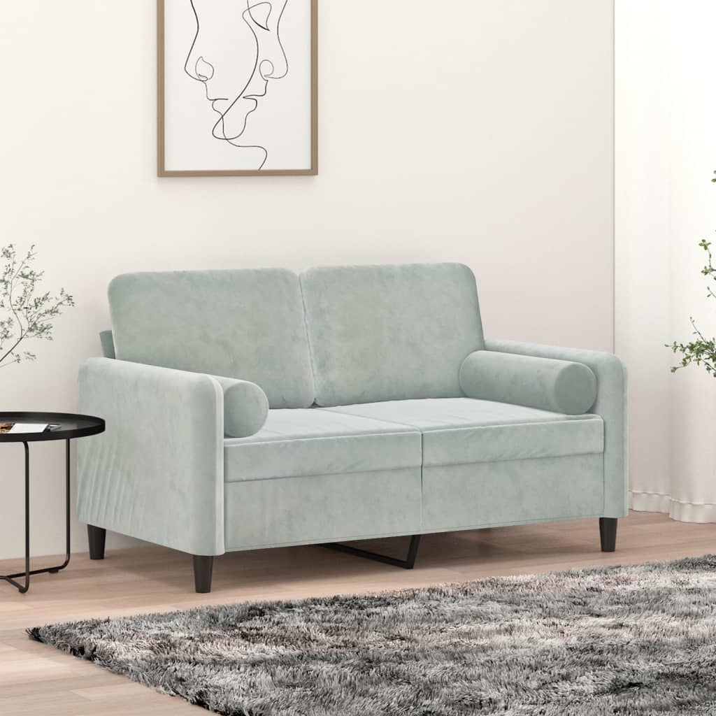Cuscini Decorativi 2 pz Grigio Chiaro Ø15x50 cm in Velluto