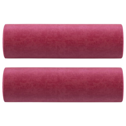 Cuscini Decorativi 2 pz Rosso Vino Ø15x50 cm in Velluto