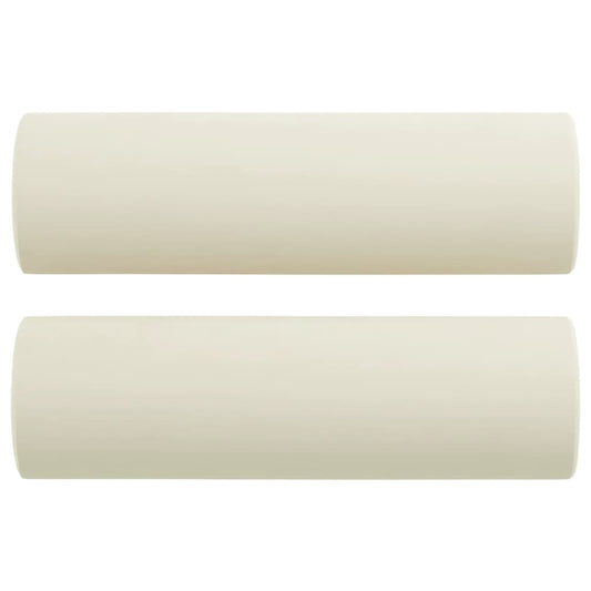 Cuscini Decorativi 2 pz Crema Ø15x50 cm in Velluto