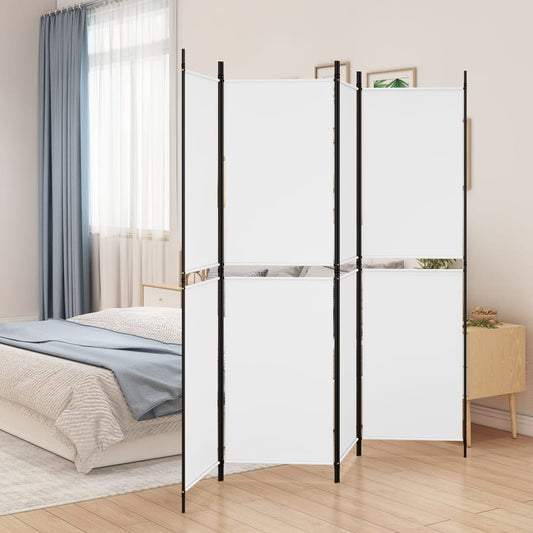 Divisorio a 4 Pannelli Bianco 200x180 cm Tessuto