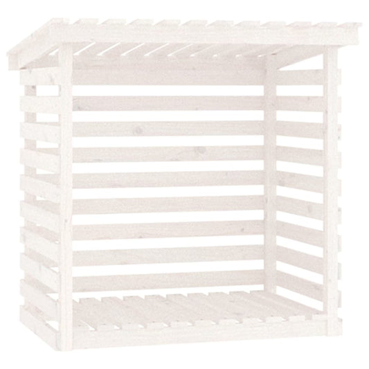 Portalegna Bianco 108x73x108 cm in Legno Massello di Pino