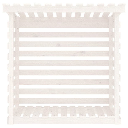 Portalegna Bianco 108x73x108 cm in Legno Massello di Pino