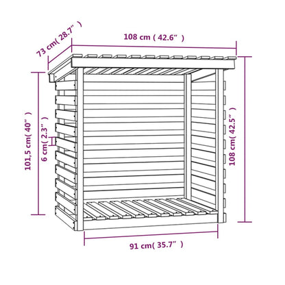 Portalegna Bianco 108x73x108 cm in Legno Massello di Pino
