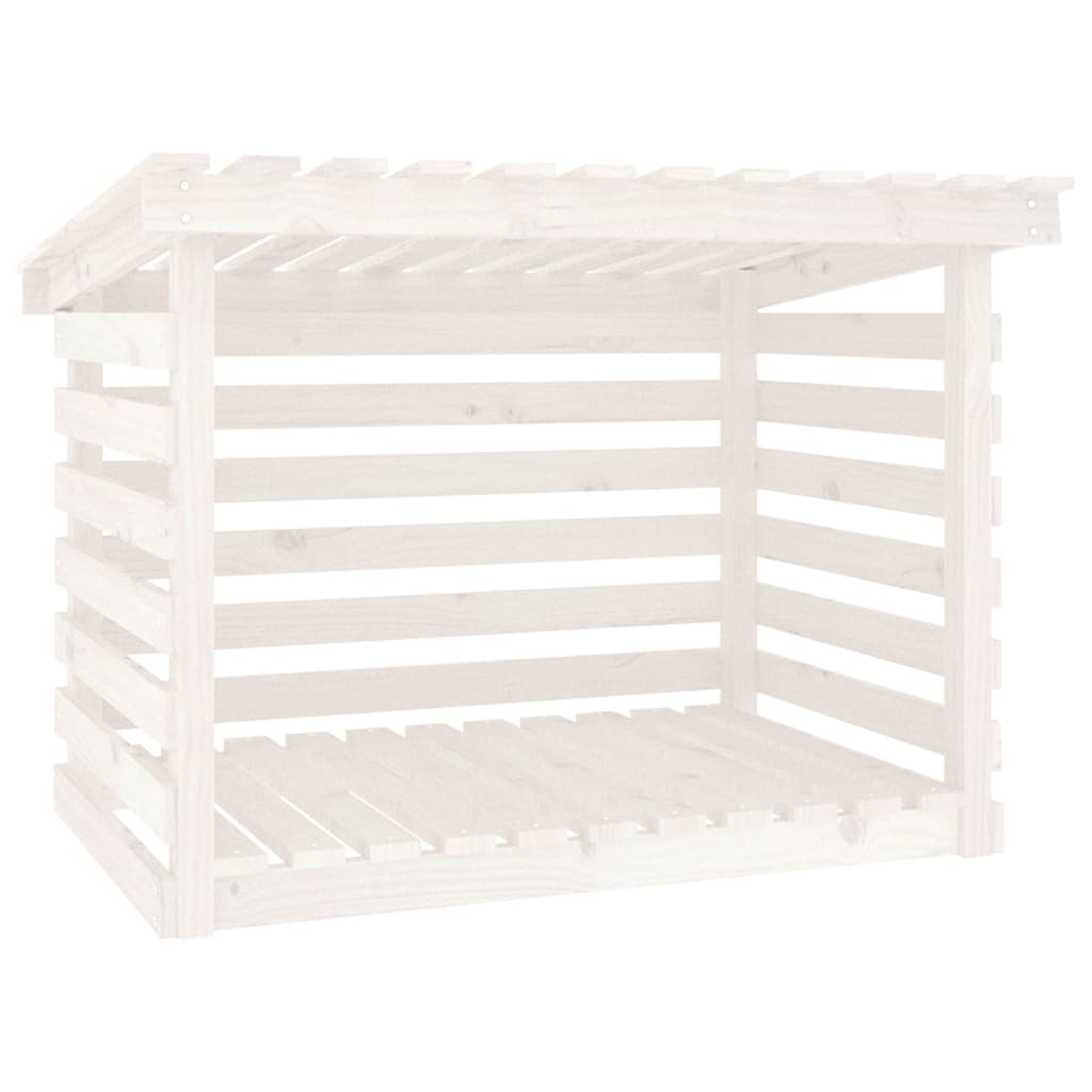 Portalegna Bianco 108x73x79 cm in Legno Massello di Pino