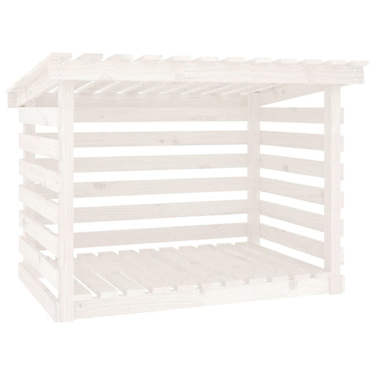 Portalegna Bianco 108x73x79 cm in Legno Massello di Pino