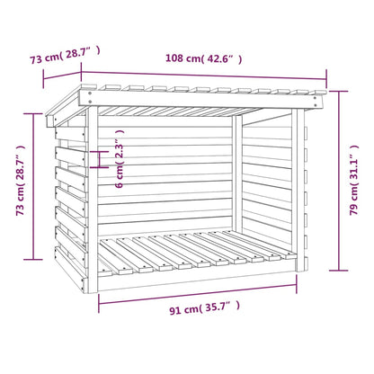 Portalegna Bianco 108x73x79 cm in Legno Massello di Pino