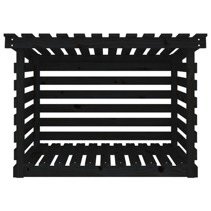 Portalegna Nero 108x73x79 cm in Legno Massello di Pino