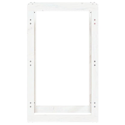 Portalegna Bianco 60x25x100 cm in Legno Massello di Pino