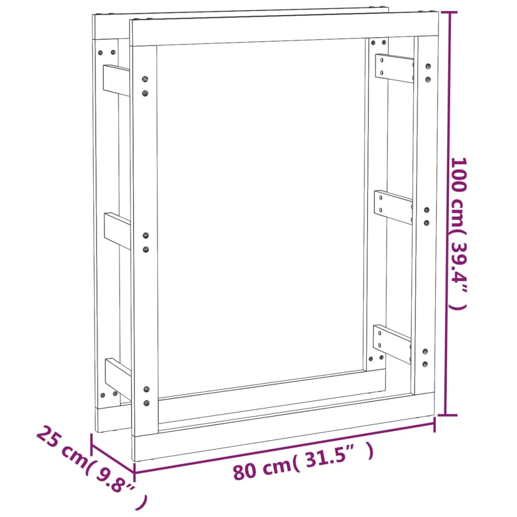 Portalegna Bianco 80x25x100 cm in Legno Massello di Pino
