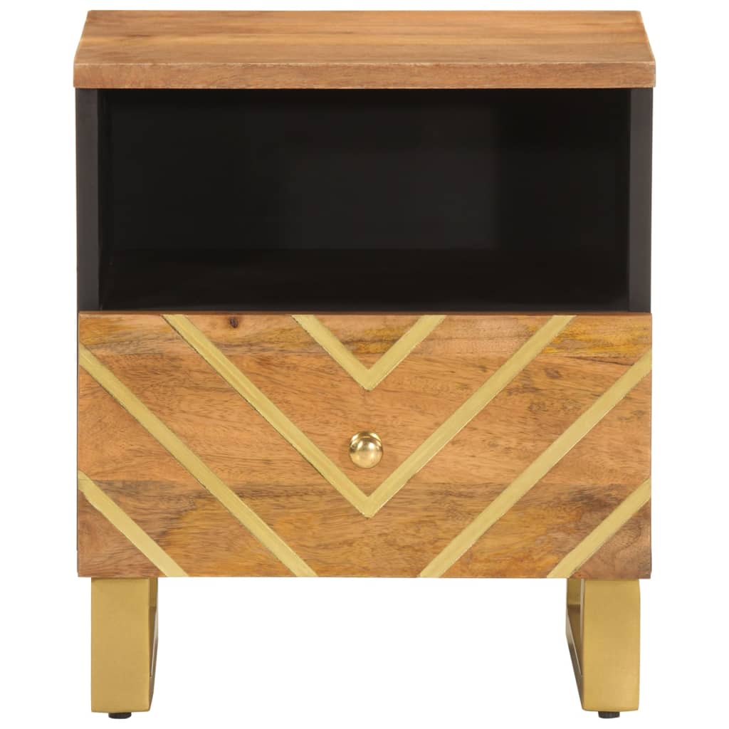 Comodini 2 pz Marrone e Nero in Legno Massello di Mango