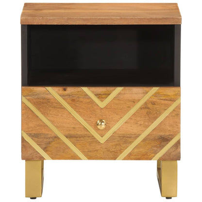Comodini 2 pz Marrone e Nero in Legno Massello di Mango