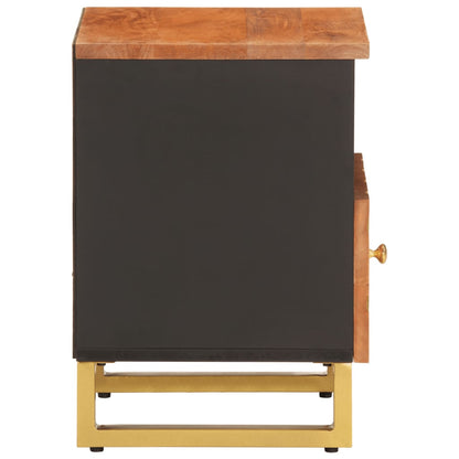 Comodini 2 pz Marrone e Nero in Legno Massello di Mango