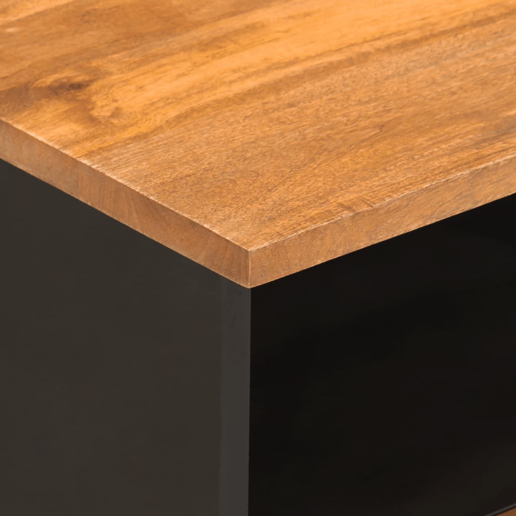 Comodini 2 pz Marrone e Nero in Legno Massello di Mango