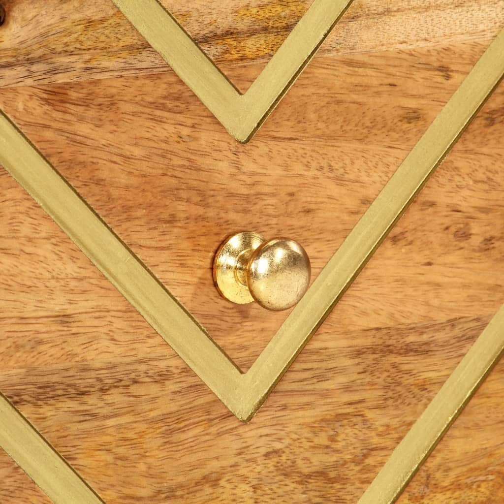 Comodini 2 pz Marrone e Nero in Legno Massello di Mango