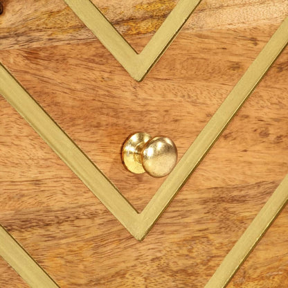 Comodini 2 pz Marrone e Nero in Legno Massello di Mango
