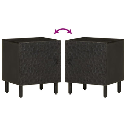 Comodino Nero 40x33x46 cm in Legno Massello di Mango