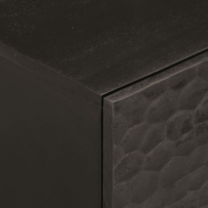 Comodino Nero 40x33x46 cm in Legno Massello di Mango