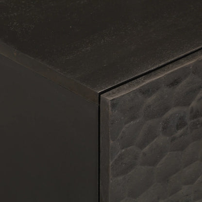 Comodini 2pz Neri 40x33x46 cm in Legno Massello di Mango