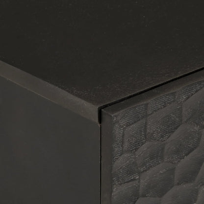 Comodino Nero 50x33x60 cm in Legno Massello di Mango