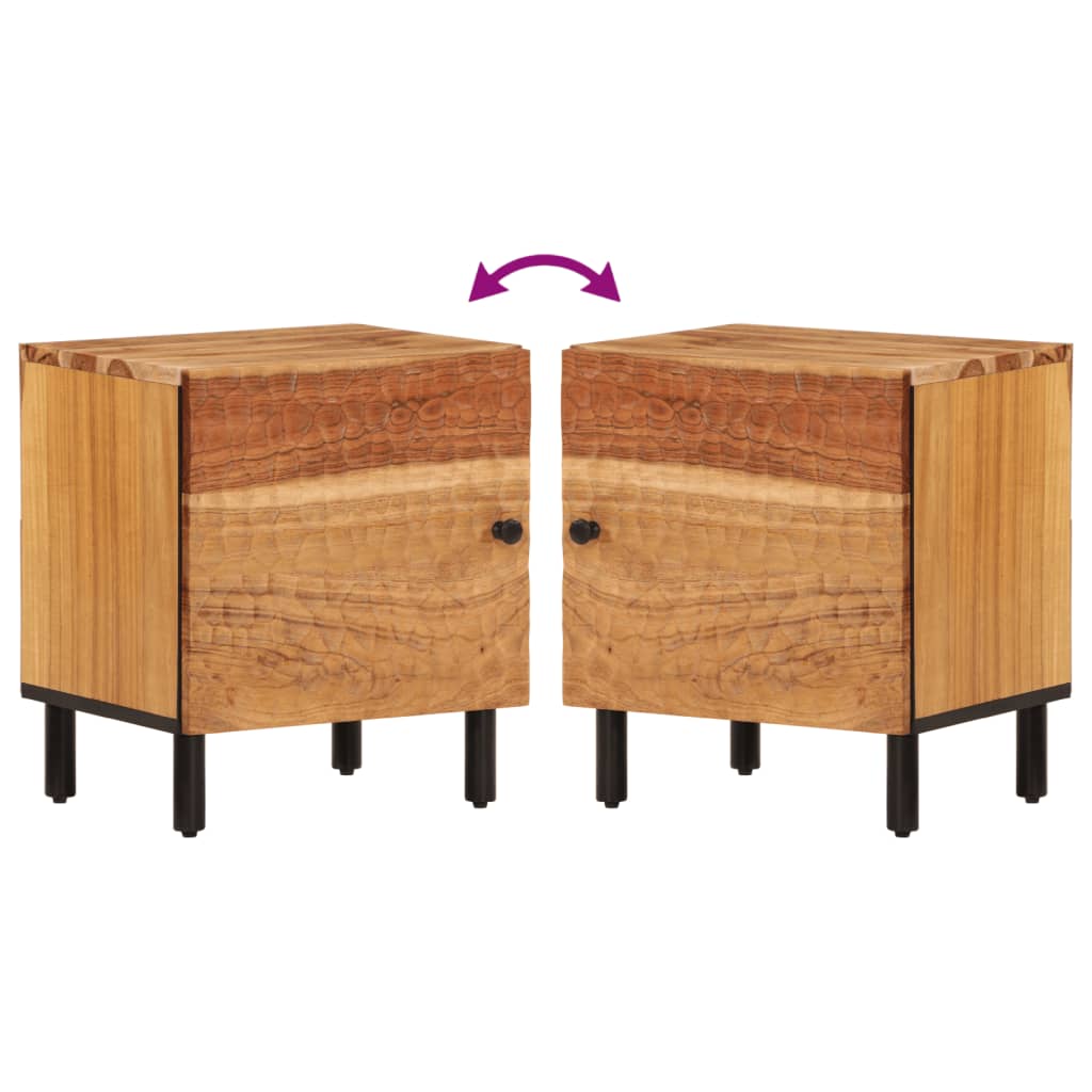 Comodino 40x33x46 cm in Legno Massello di Acacia