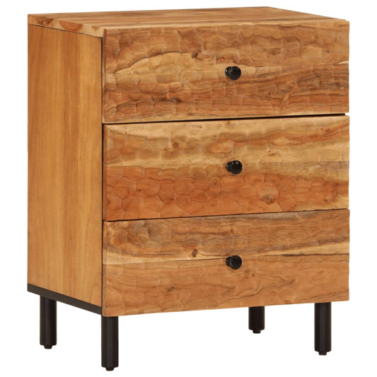 Comodino 50x33x60 cm in Legno Massello di Acacia