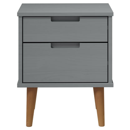 Comodino MOLDE Grigio 40x35x48 cm in Legno Massello di Pino