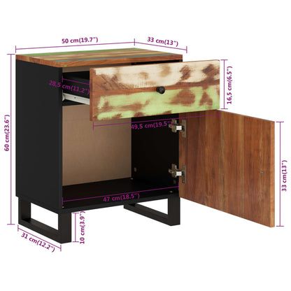 Comodino 50x33x60cm Legno Massello Recupero e Legno Multistrato