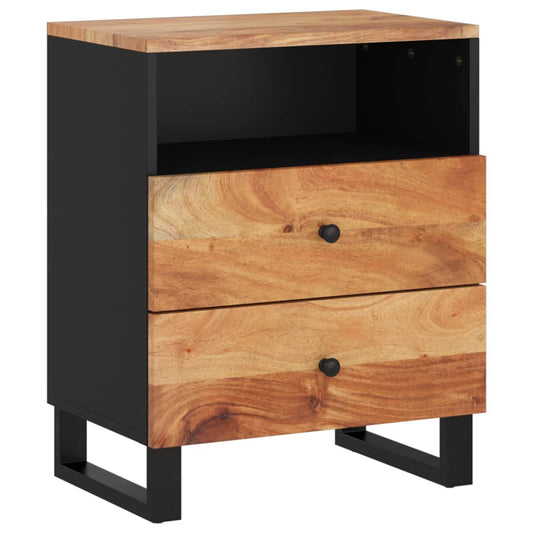 Comodino 50x33x62 cm Legno Massello Acacia e Legno Multistrato