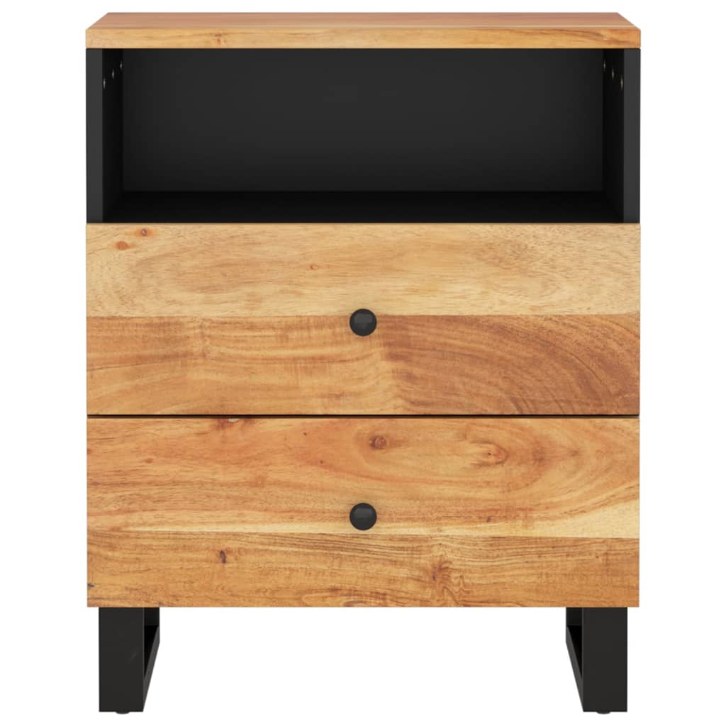 Comodino 50x33x62 cm Legno Massello Acacia e Legno Multistrato