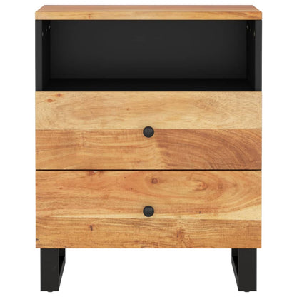Comodino 50x33x62 cm Legno Massello Acacia e Legno Multistrato