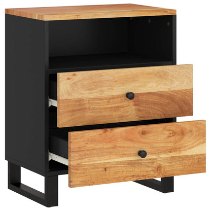 Comodino 50x33x62 cm Legno Massello Acacia e Legno Multistrato