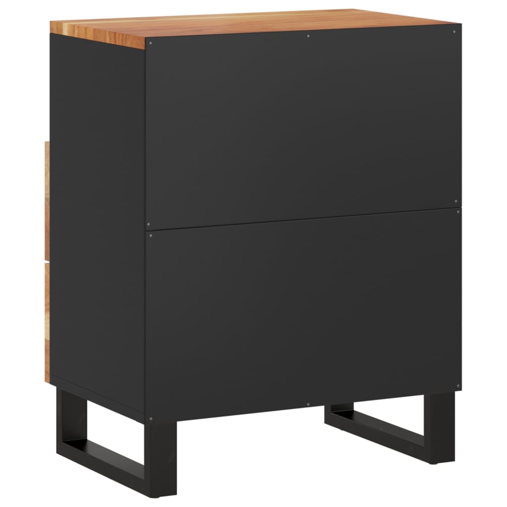 Comodino 50x33x62 cm Legno Massello Acacia e Legno Multistrato