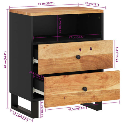 Comodino 50x33x62 cm Legno Massello Acacia e Legno Multistrato