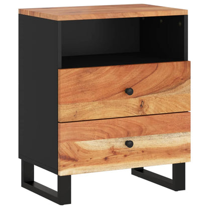 Comodino 50x33x62 cm Legno Massello Acacia e Legno Multistrato