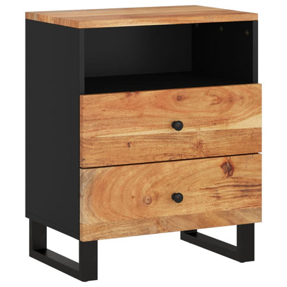 Comodino 50x33x62 cm Legno Massello Acacia e Legno Multistrato