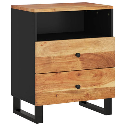 Comodino 50x33x62 cm Legno Massello Acacia e Legno Multistrato