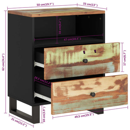 Comodino 50x33x62cm Legno Massello Recupero e Legno Multistrato