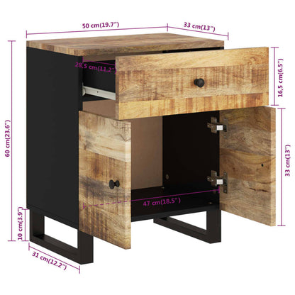 Comodino 50x33x60cm Legno Massello di Mango e Legno Multistrato
