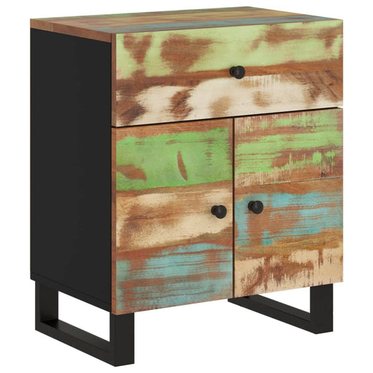 Comodino 50x33x60cm Legno Massello Recupero e Legno Multistrato