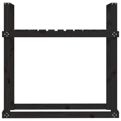 Portalegna Nero 110x35x108,5 cm in Legno Massello di Pino