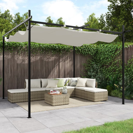 Pergola con Tetto Retrattile Crema 295x292x230 cm
