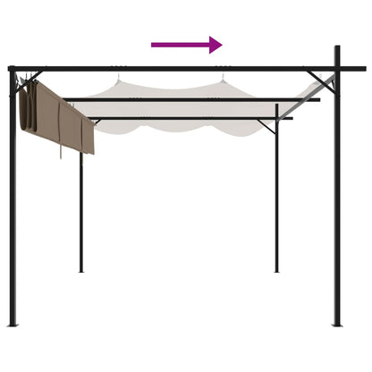 Pergola con Tetto Retrattile Tortora 295x292x230 cm