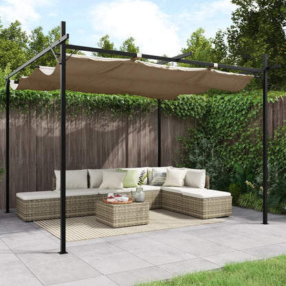 Pergola con Tetto Retrattile Tortora 295x292x230 cm