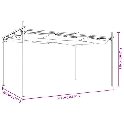 Pergola con Tetto Retrattile Crema 395x292x230 cm