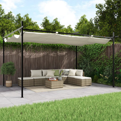 Pergola con Tetto Retrattile Crema 395x292x230 cm