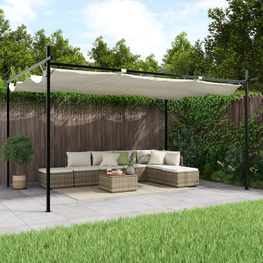 Pergola con Tetto Retrattile Crema 395x292x230 cm