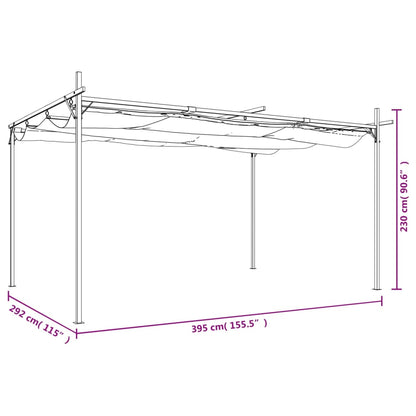 Pergola con Tetto Retrattile Tortora 395x292x230 cm