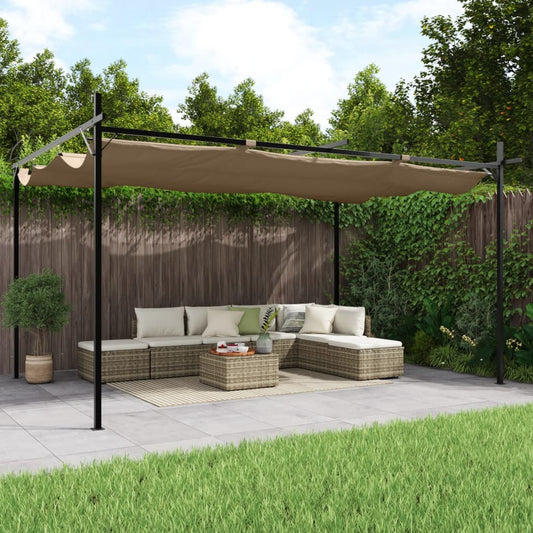 Pergola con Tetto Retrattile Tortora 395x292x230 cm